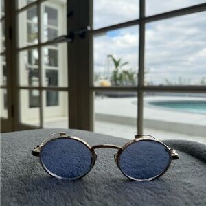 Chrome Hearts Gold Frame Sunglasses with Blue Lenses “Honey Dipped”